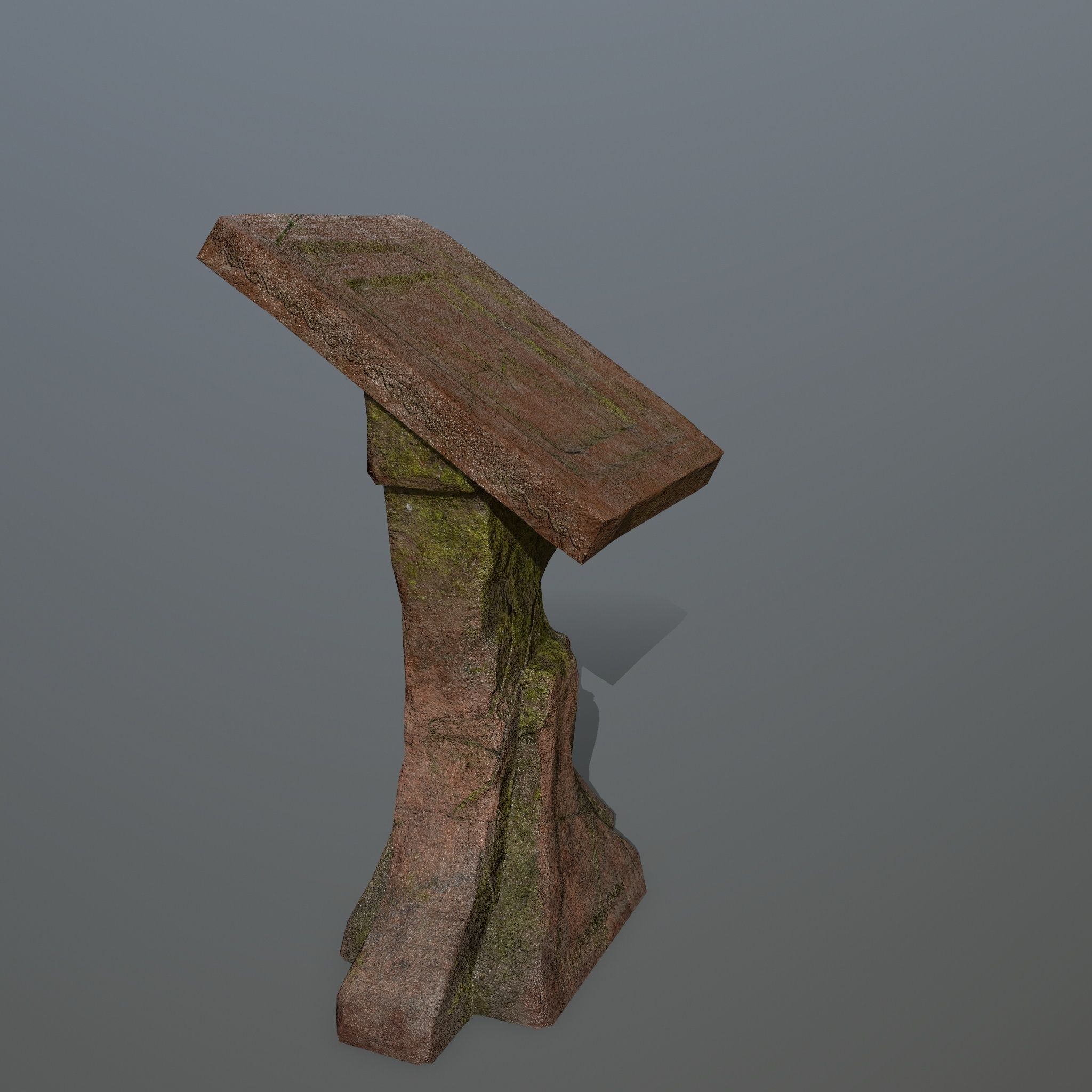 lectern wooden bench Low-poly 3D model_1