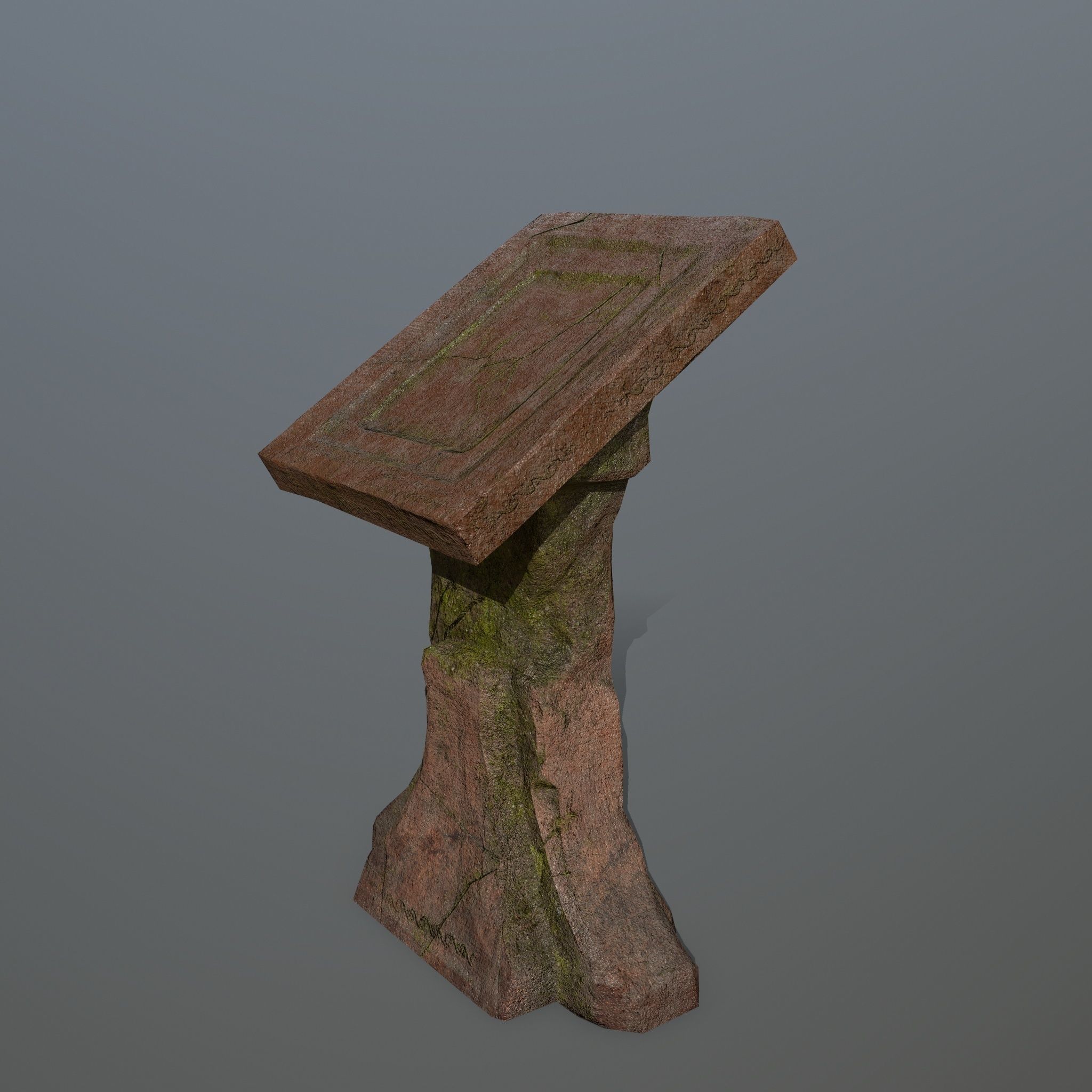 lectern wooden bench Low-poly 3D model_7