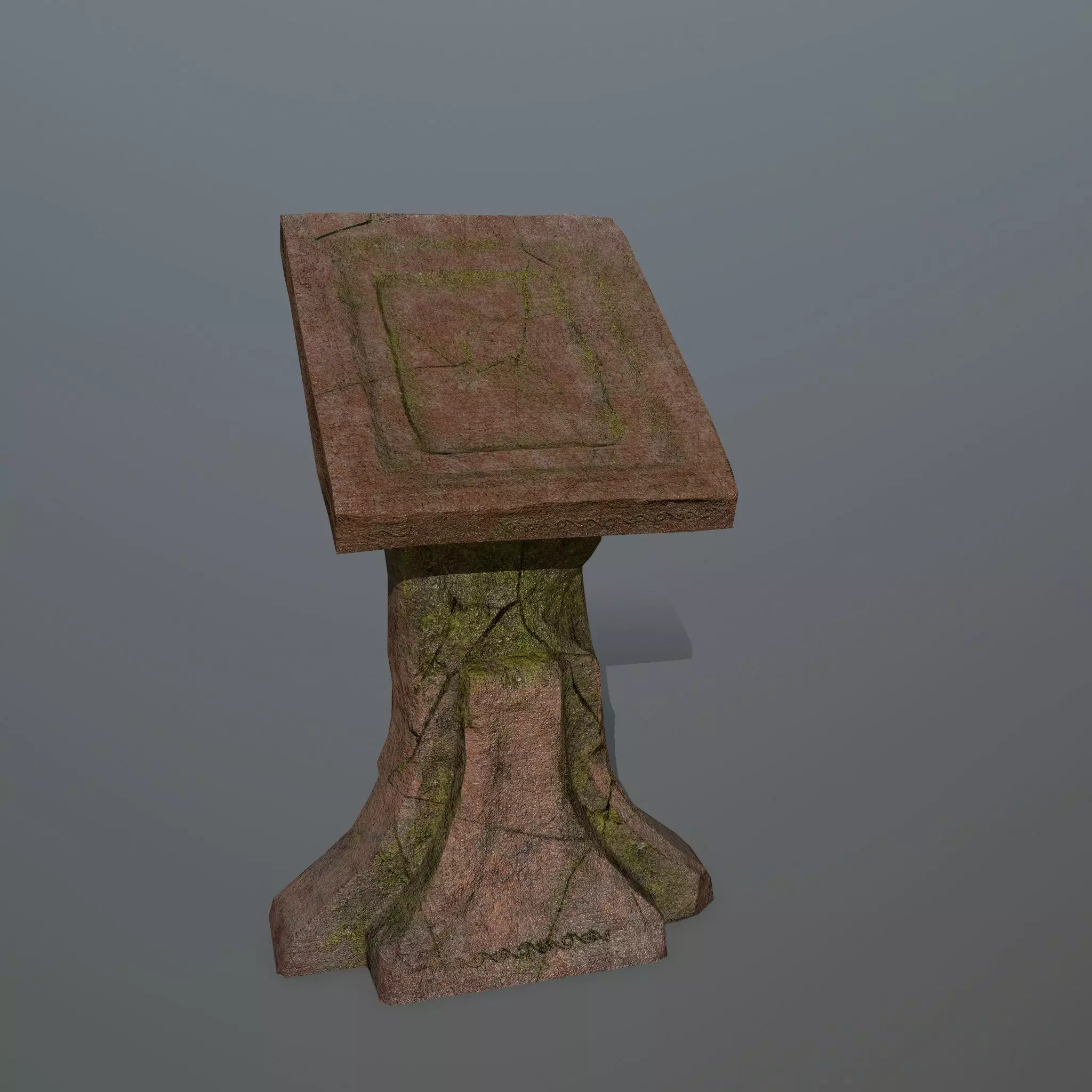lectern wooden bench Low-poly 3D model_0