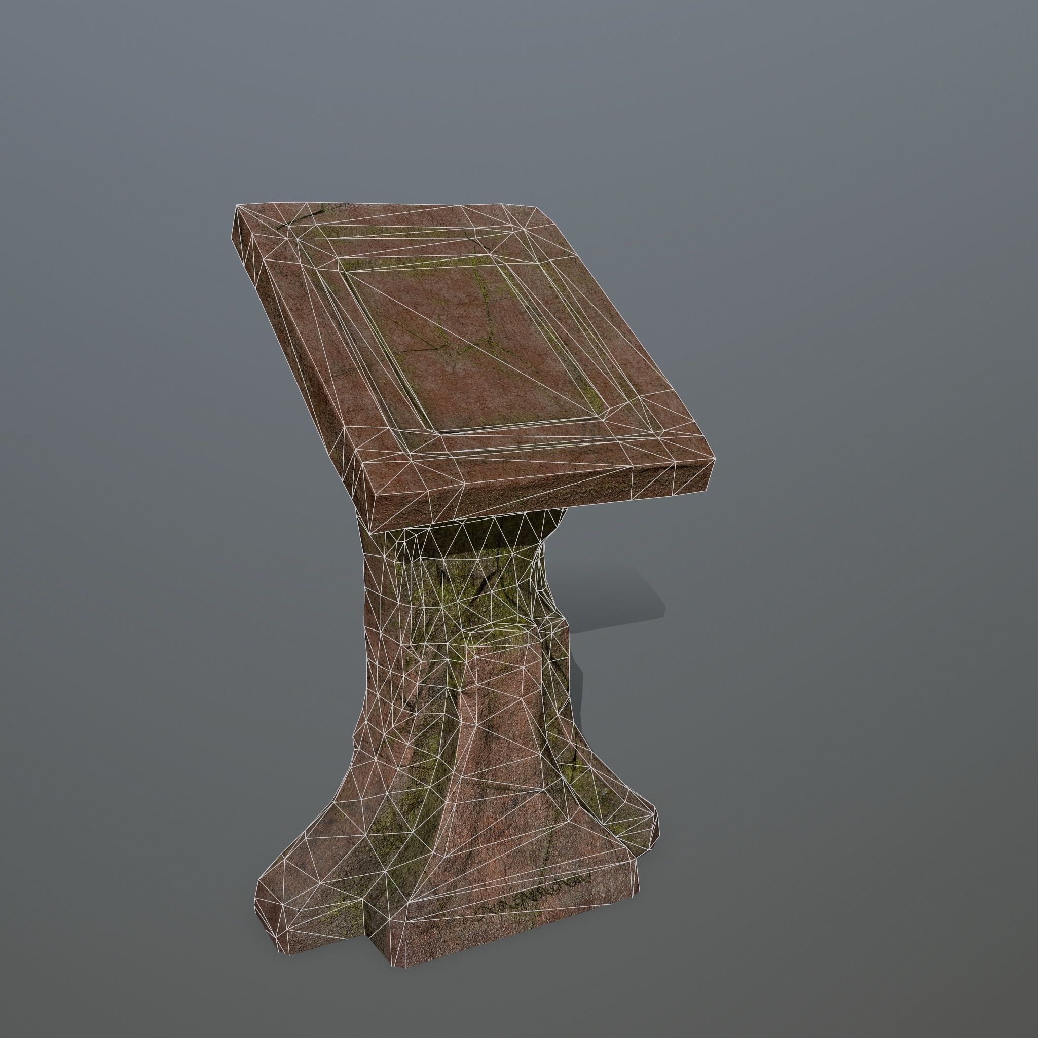 lectern wooden bench Low-poly 3D model_9