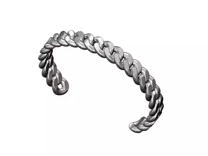 Solid Cuban link chain cuff bracelet
