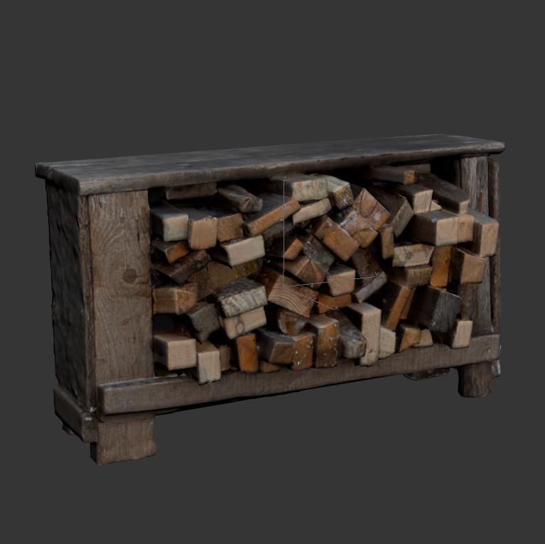 Firewood crate at bedroom furniture sets home 3D model_4