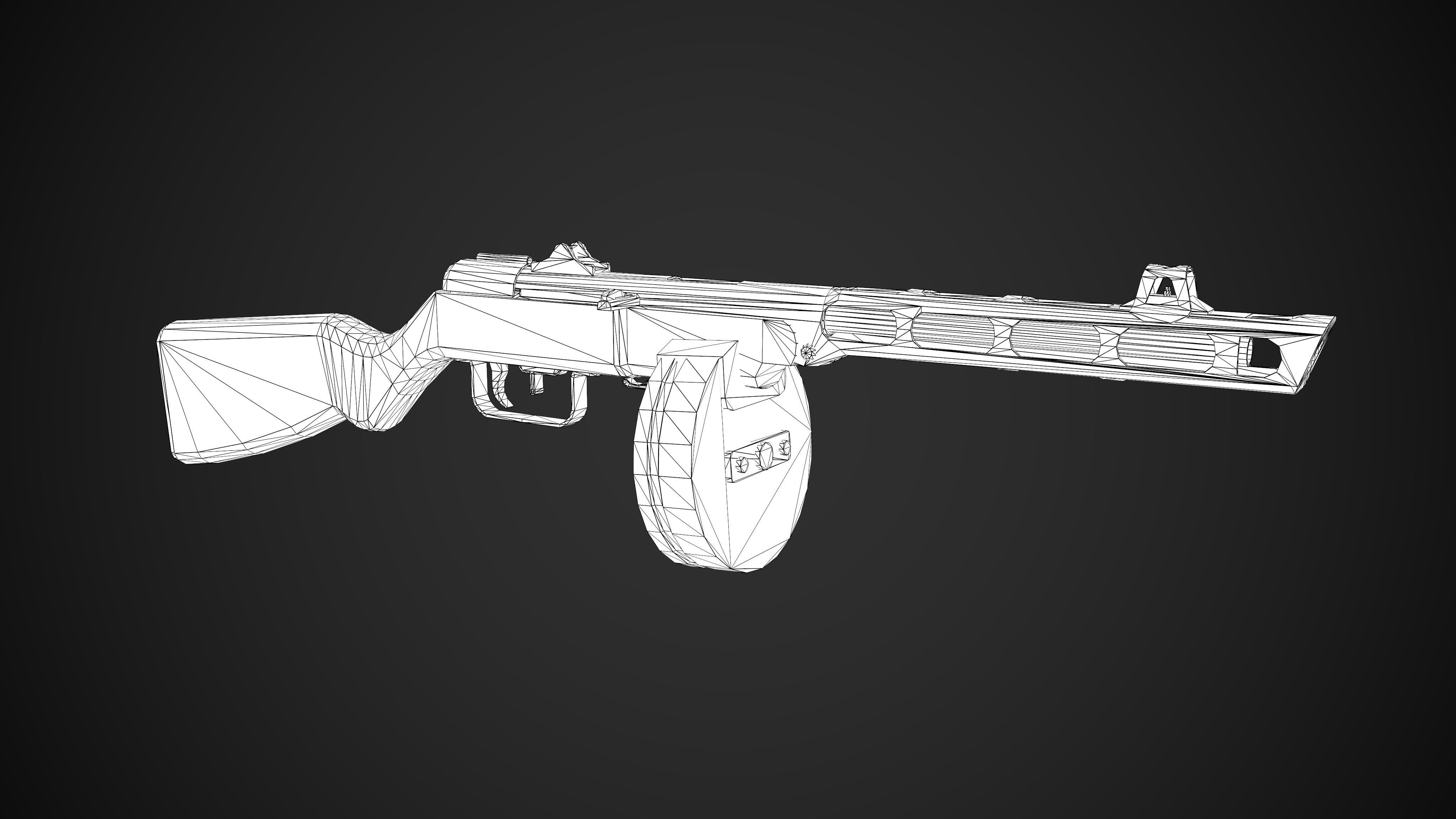 PPSH-41 gun Low-poly 3D model_6