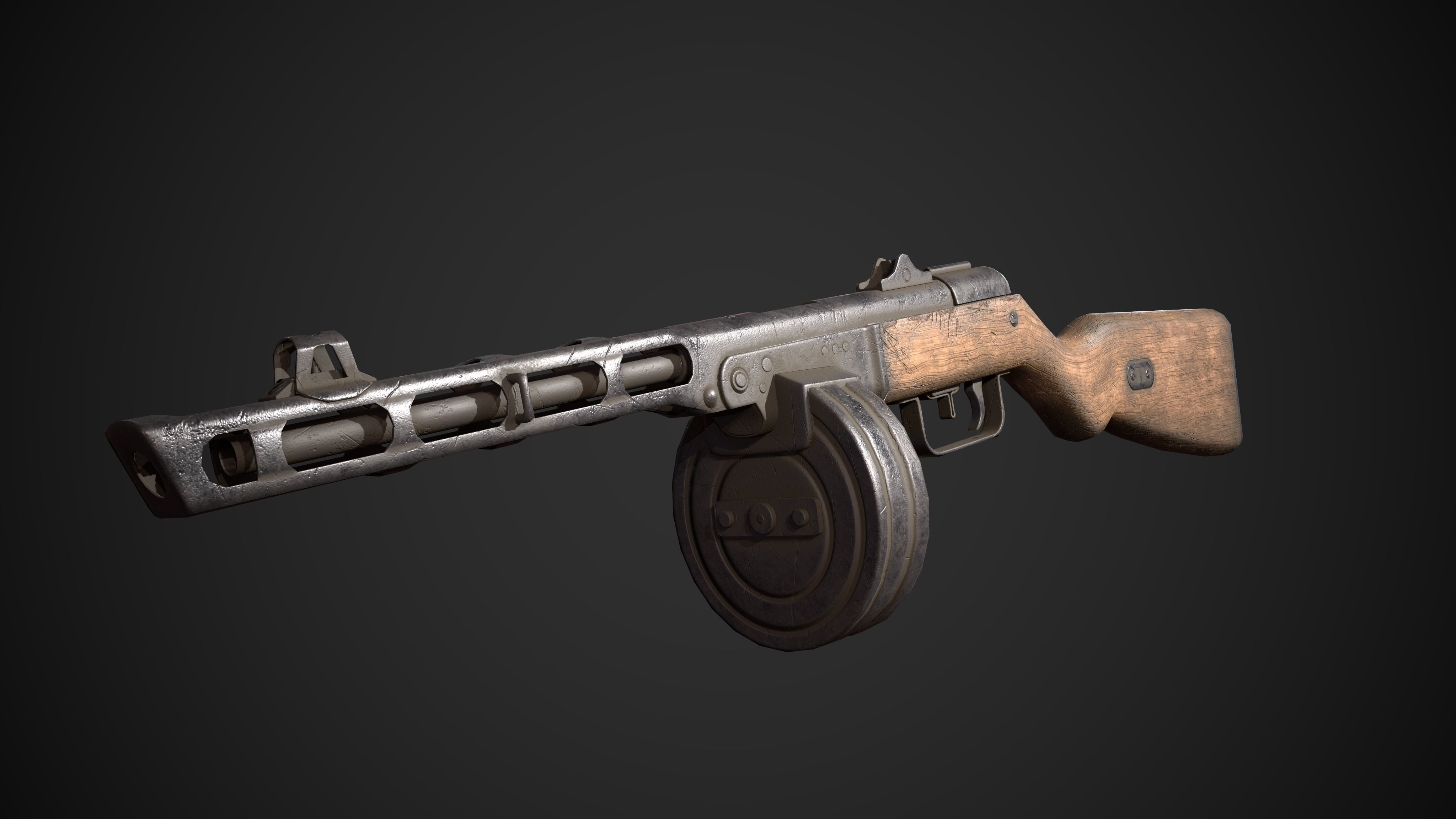 PPSH-41 gun Low-poly 3D model_2