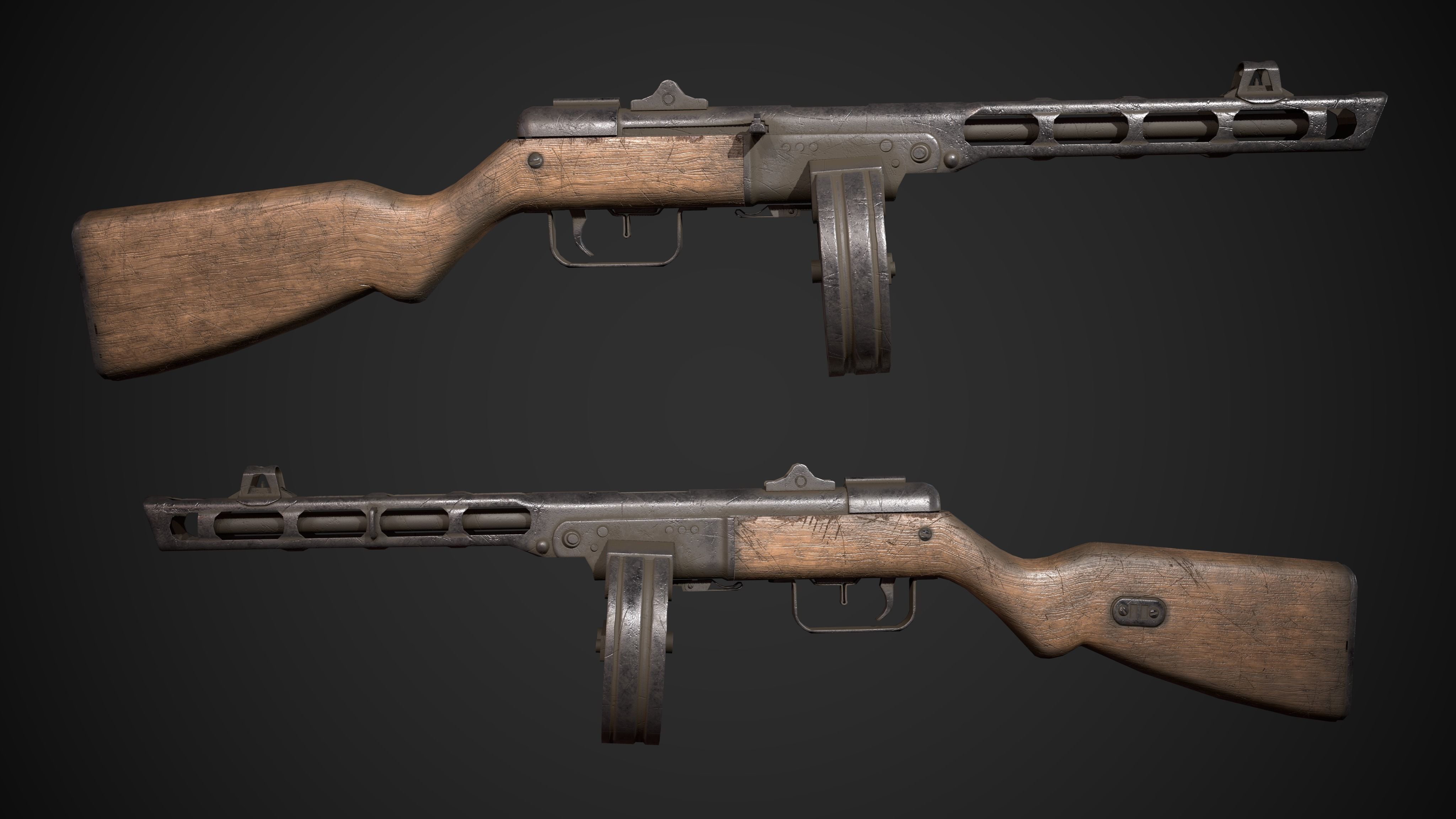PPSH-41 gun Low-poly 3D model_3