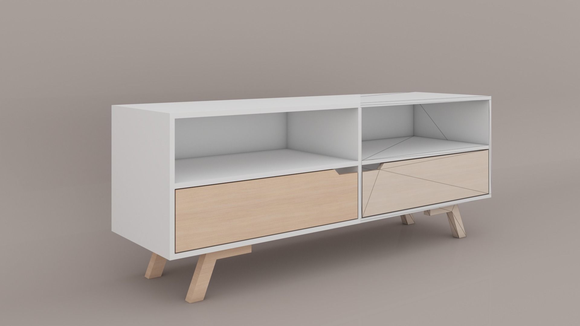 TV shelf Low-poly 3D model_8