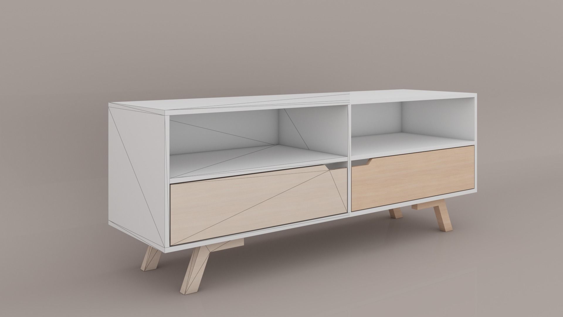 TV shelf Low-poly 3D model_9