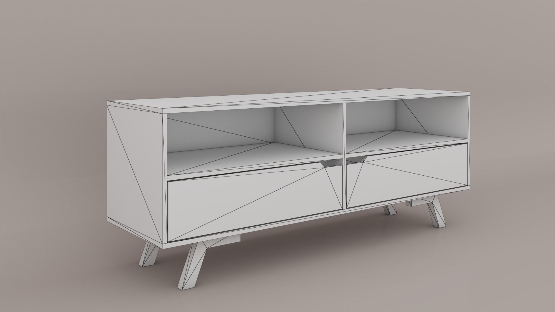 TV shelf Low-poly 3D model_6