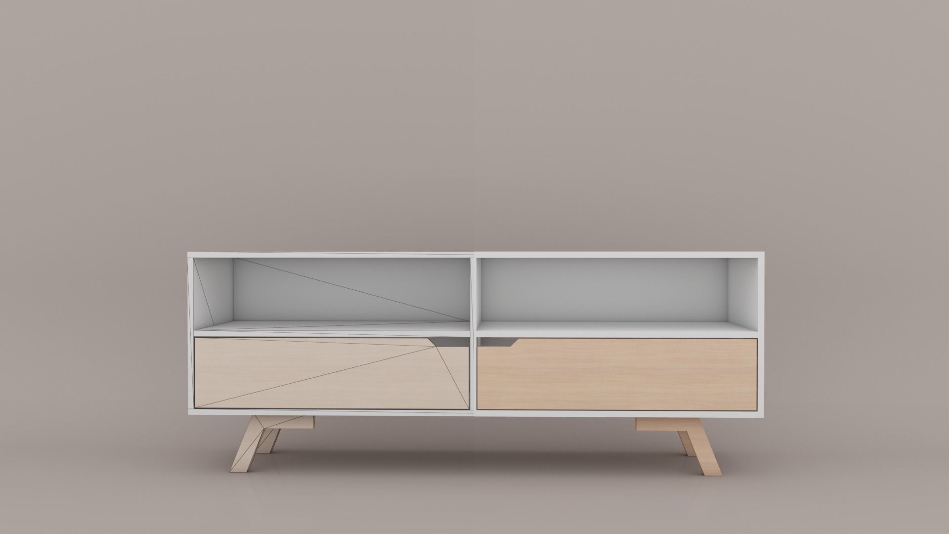 TV shelf Low-poly 3D model_4