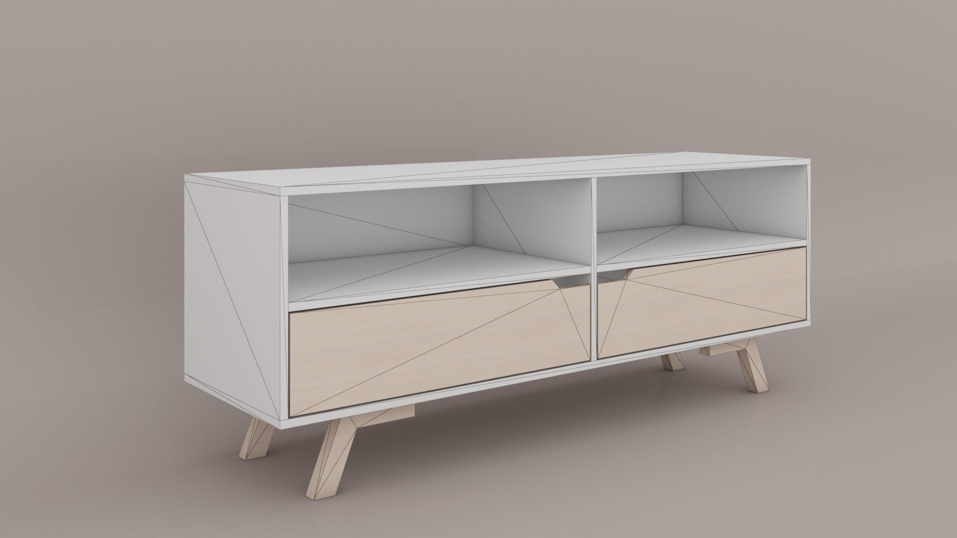 TV shelf Low-poly 3D model_7
