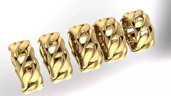 5 SIZE   FASHION CUBAN CHAIN RING Stl