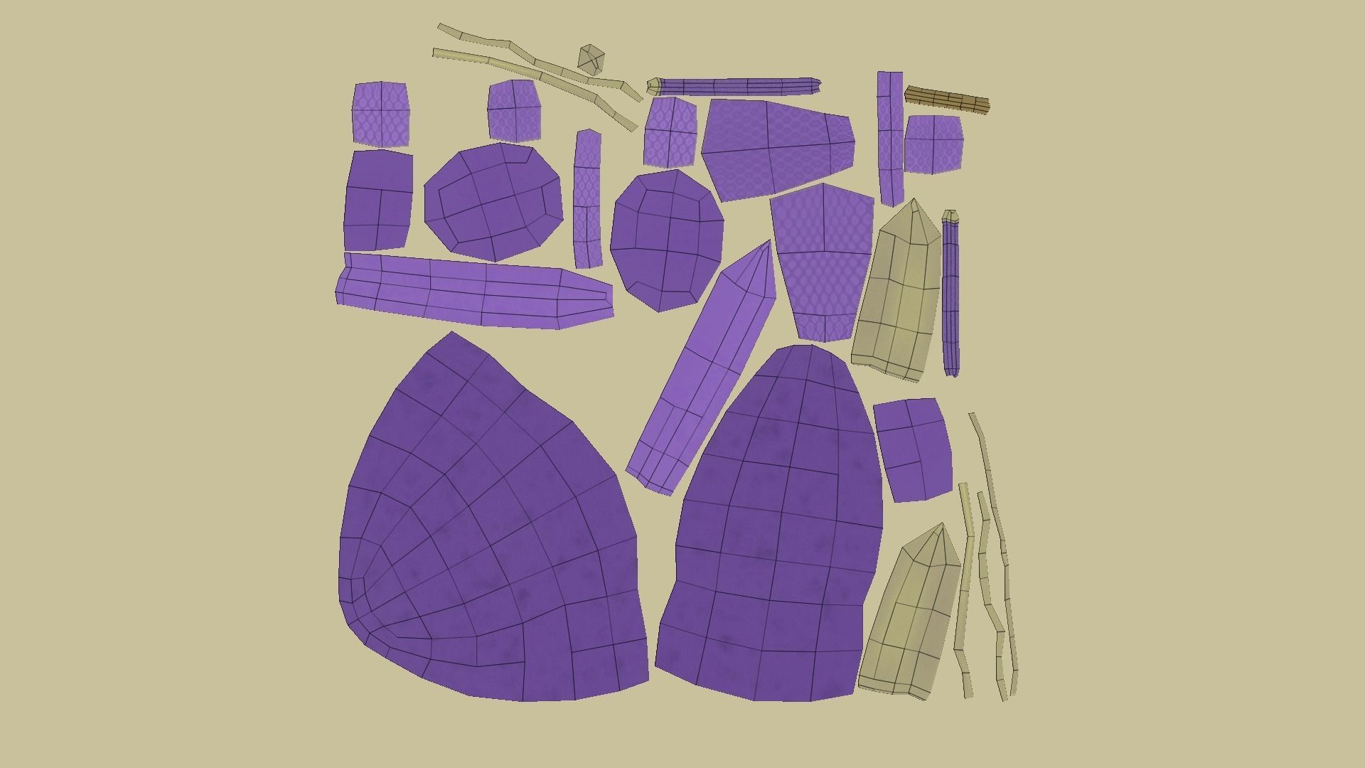 Purple Girl Backpack - Character Costume Low-poly 3D model_12