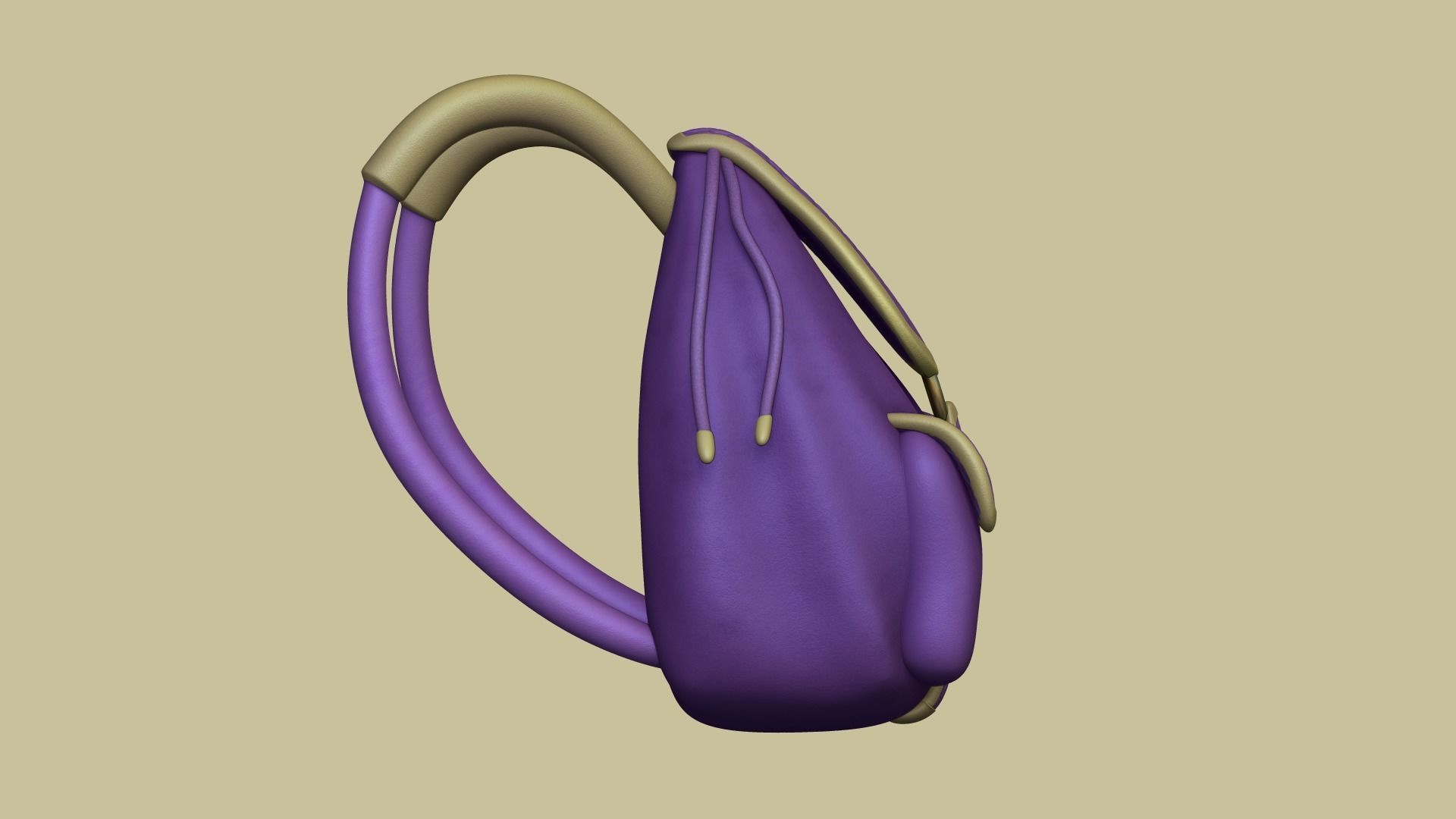 Purple Girl Backpack - Character Costume Low-poly 3D model_3