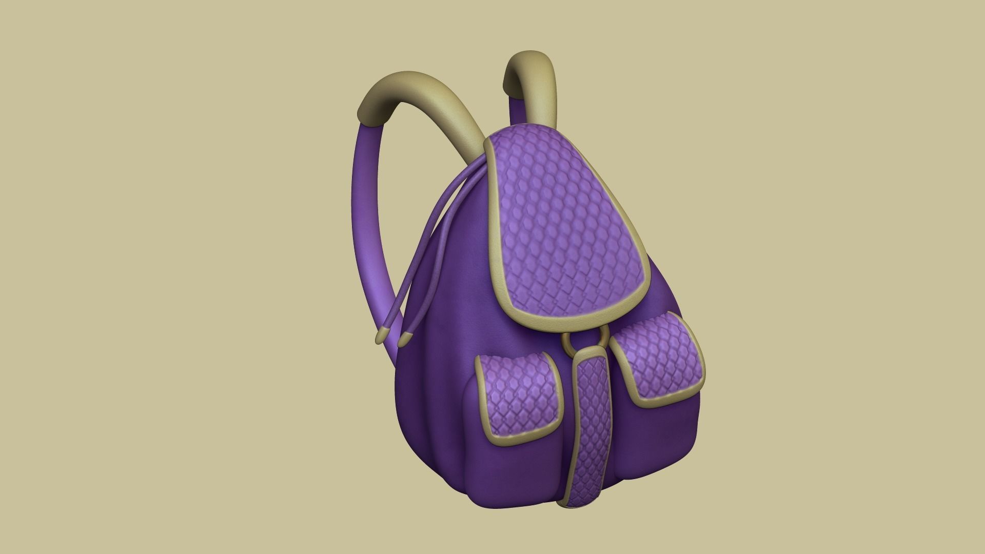 Purple Girl Backpack - Character Costume Low-poly 3D model_5