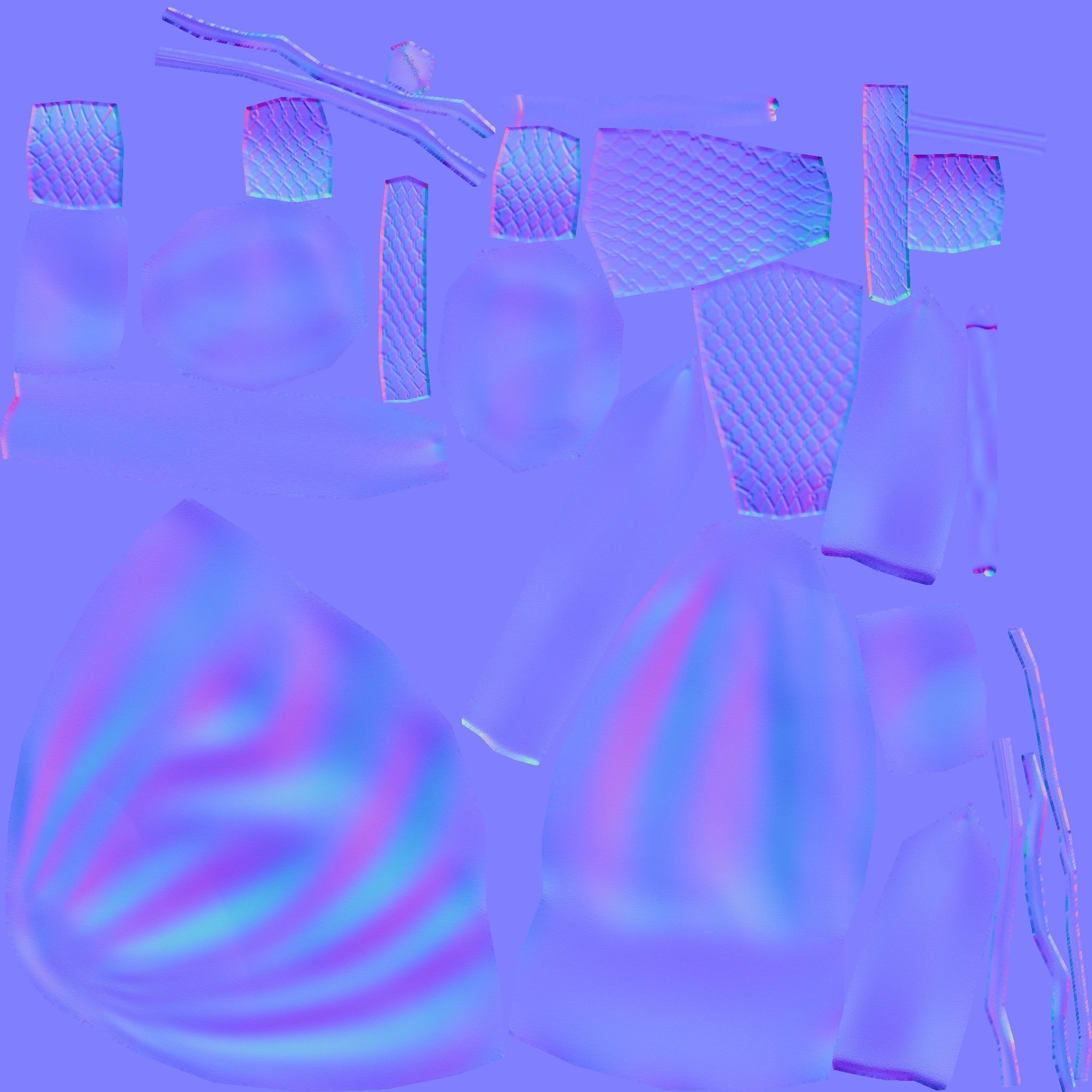 Purple Girl Backpack - Character Costume Low-poly 3D model_15