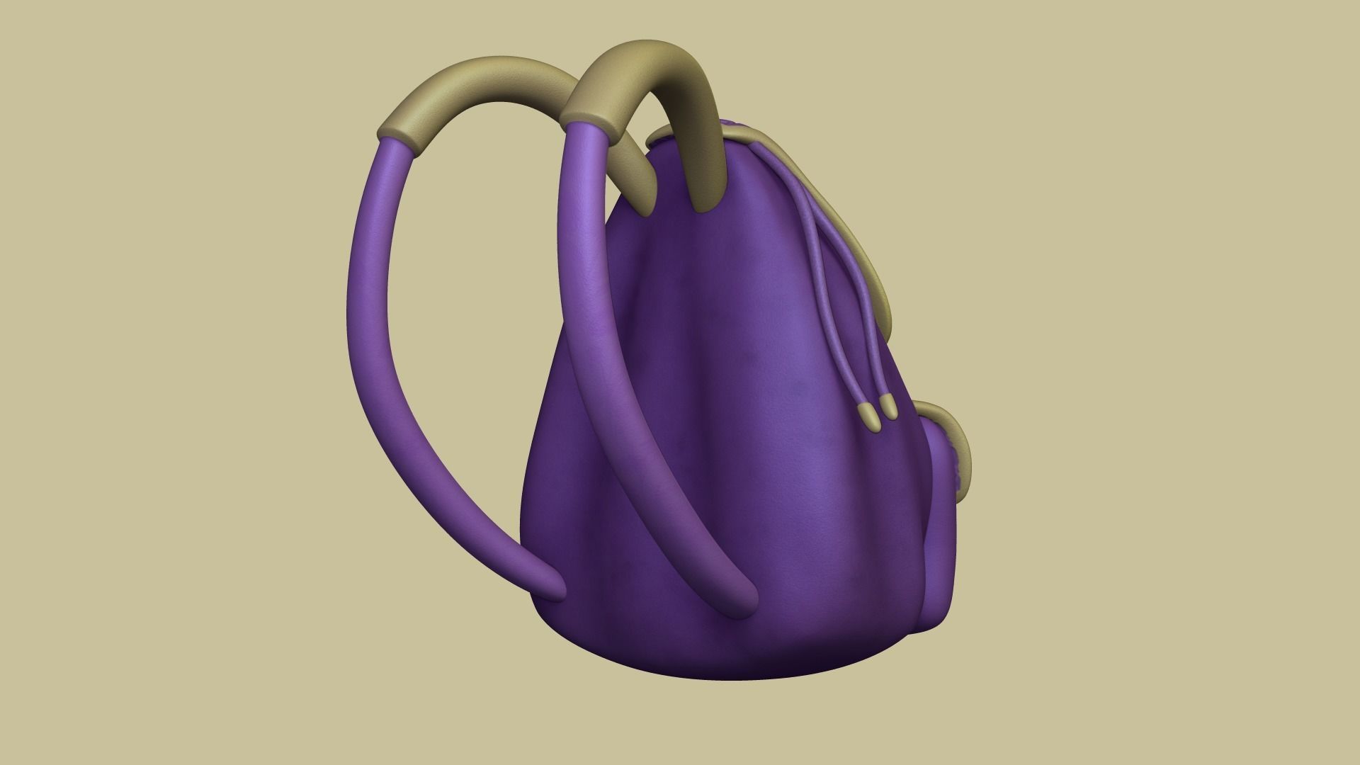 Purple Girl Backpack - Character Costume Low-poly 3D model_6