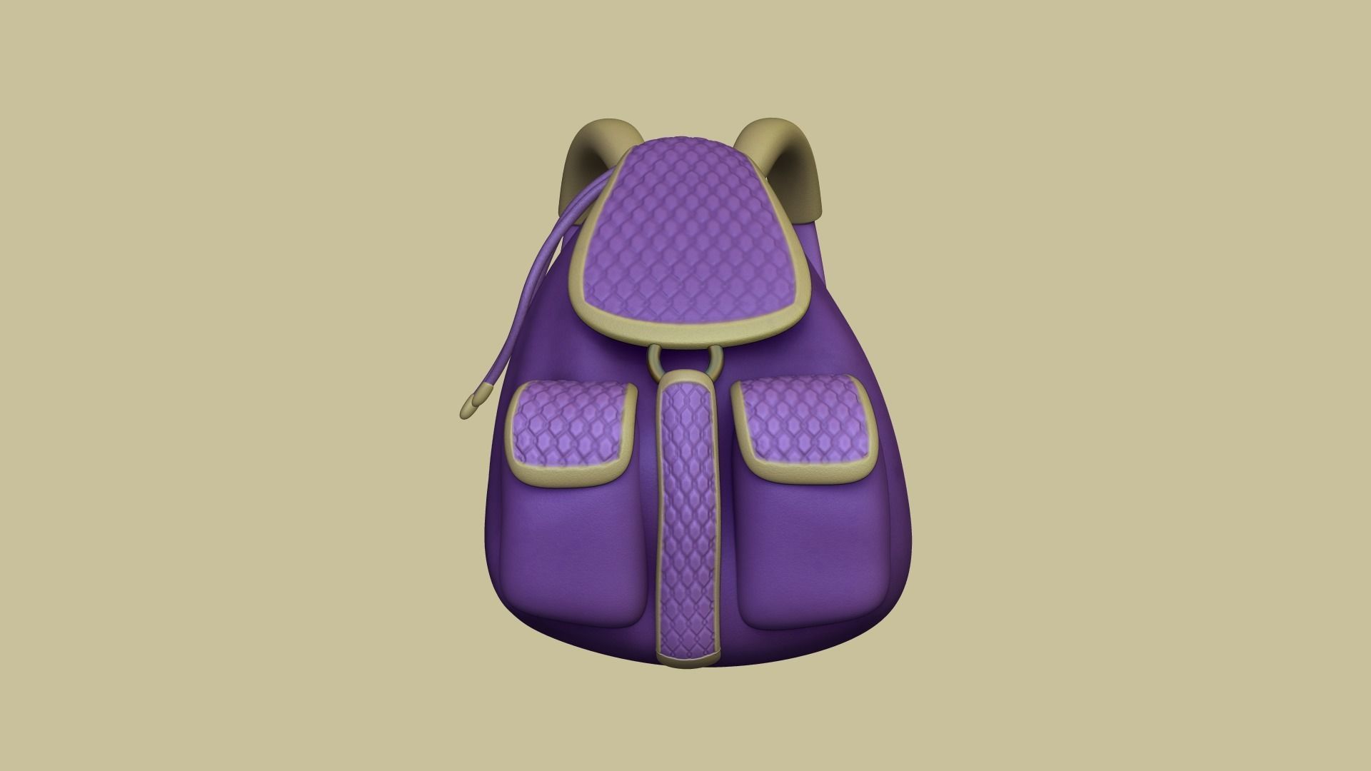 Purple Girl Backpack - Character Costume Low-poly 3D model_1