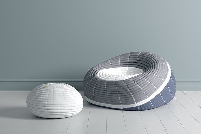 Ndebele Chair and Ottoman 3D model