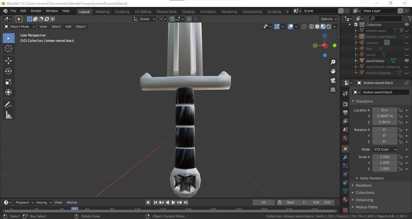 Low Poly Swords group of Free low-poly 3D model_3