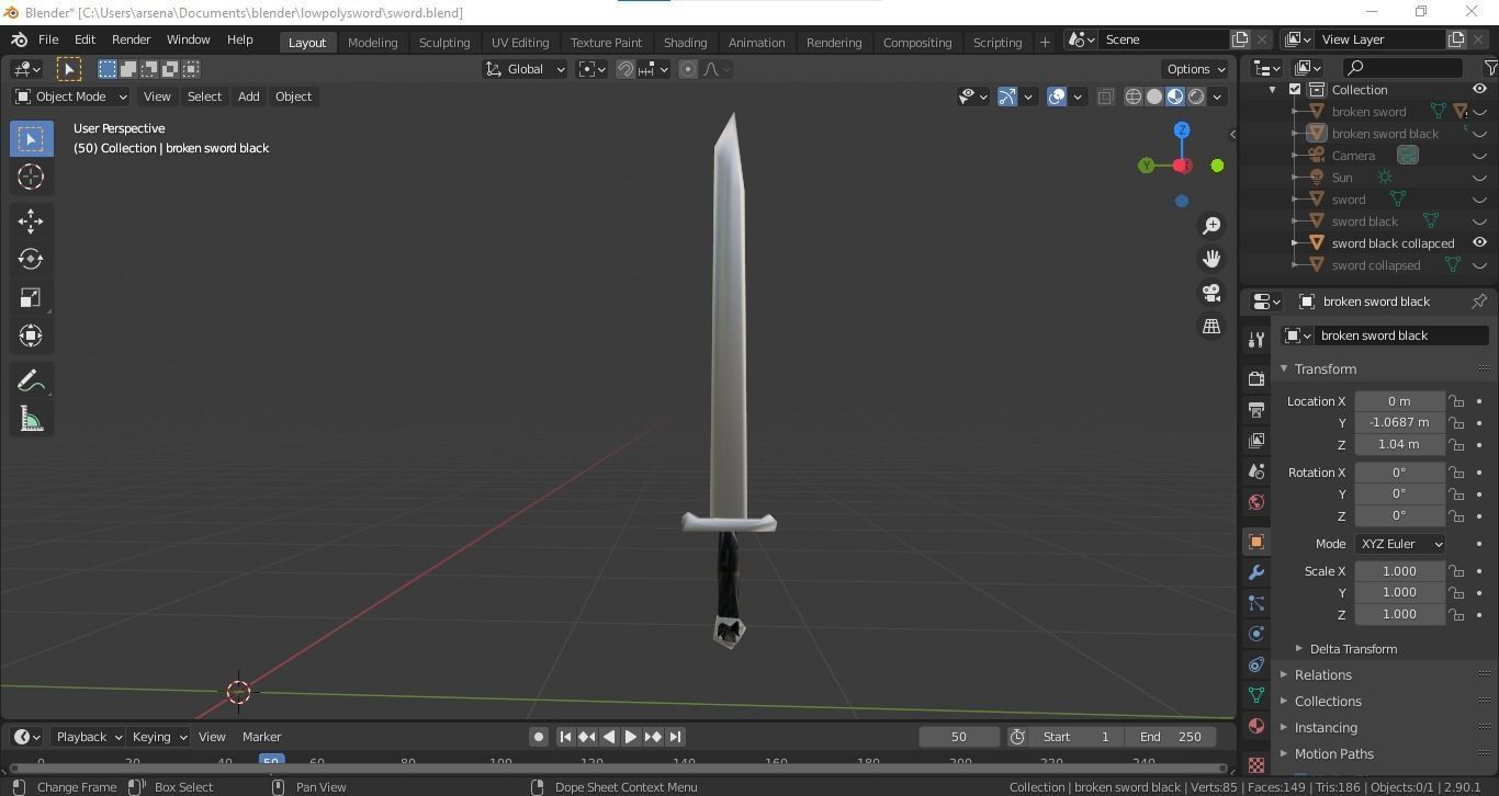 Low Poly Swords group of Free low-poly 3D model_11