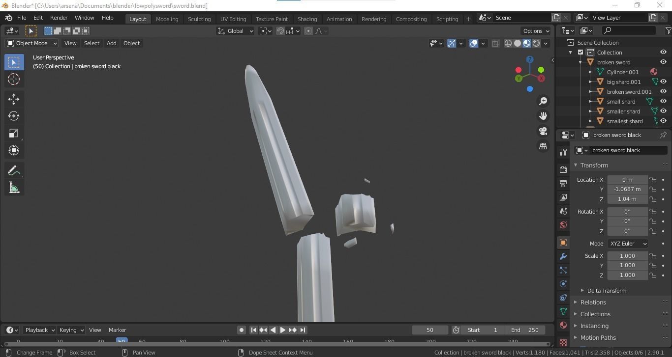 Low Poly Swords group of Free low-poly 3D model_5
