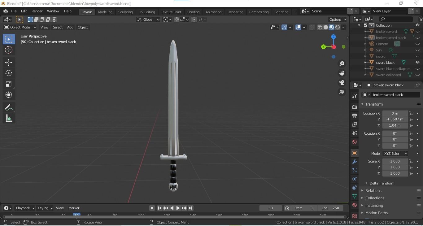 Low Poly Swords group of Free low-poly 3D model_9