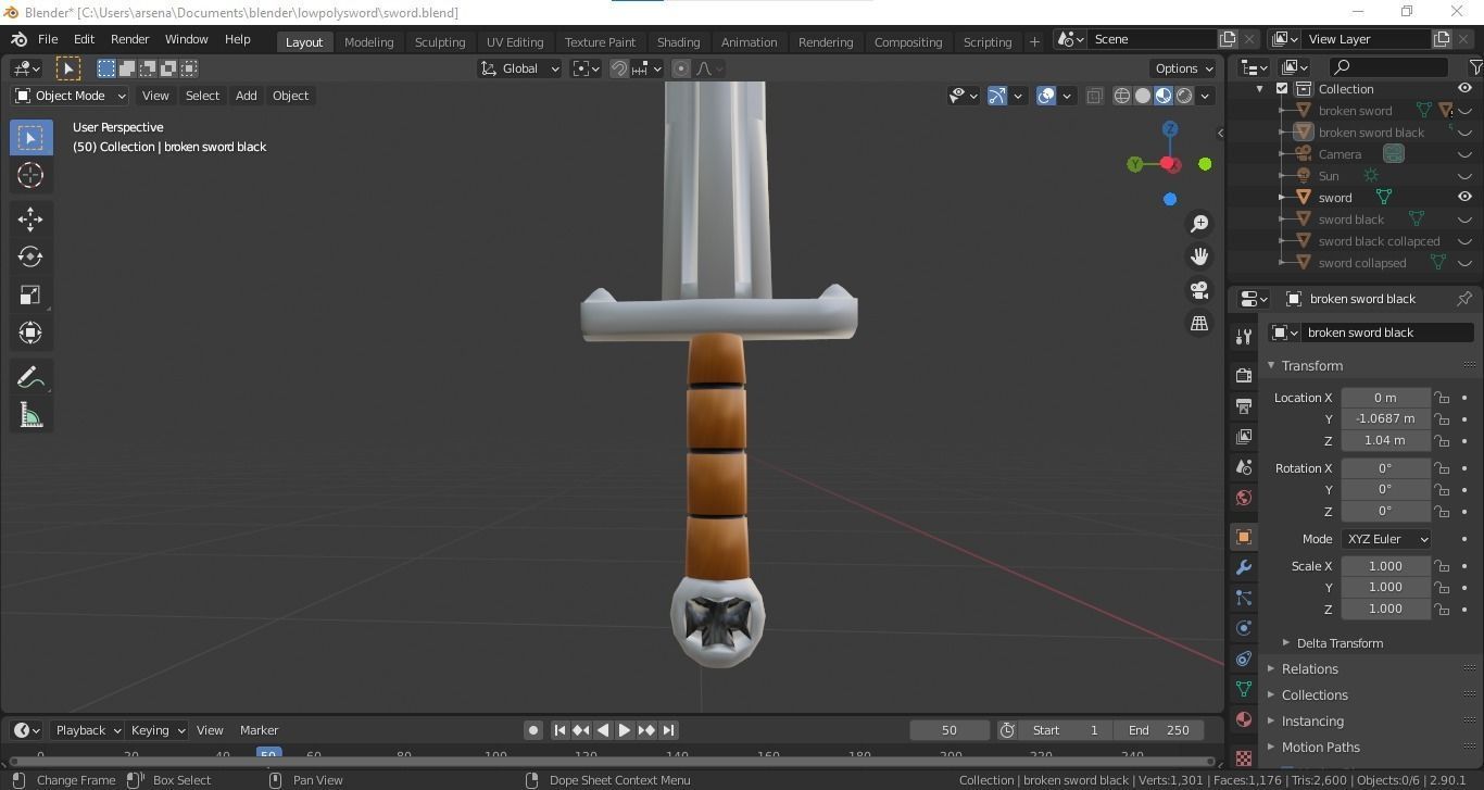 Low Poly Swords group of Free low-poly 3D model_2