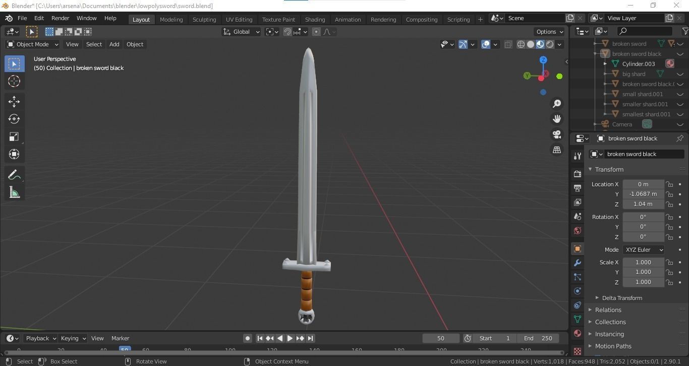 Low Poly Swords group of Free low-poly 3D model_6