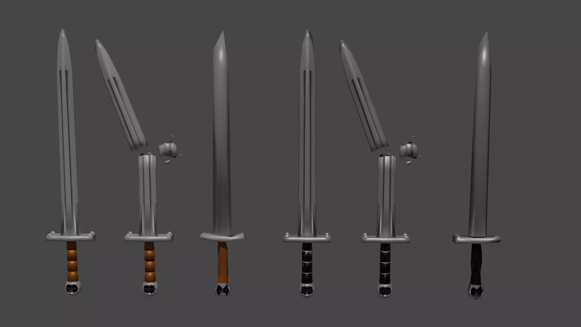 Low Poly Swords group of Free low-poly 3D model_0