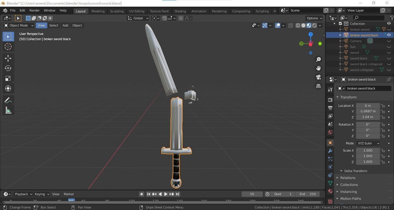 Low Poly Swords group of Free low-poly 3D model_10