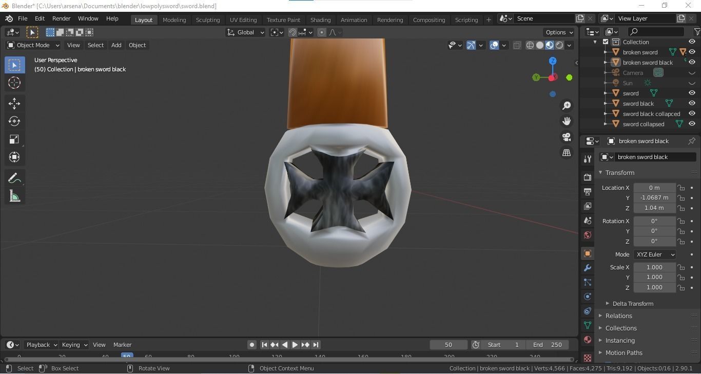 Low Poly Swords group of Free low-poly 3D model_4