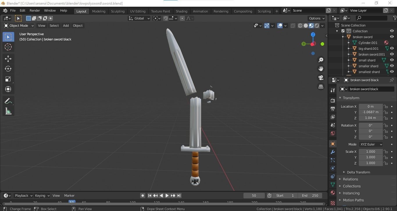 Low Poly Swords group of Free low-poly 3D model_7