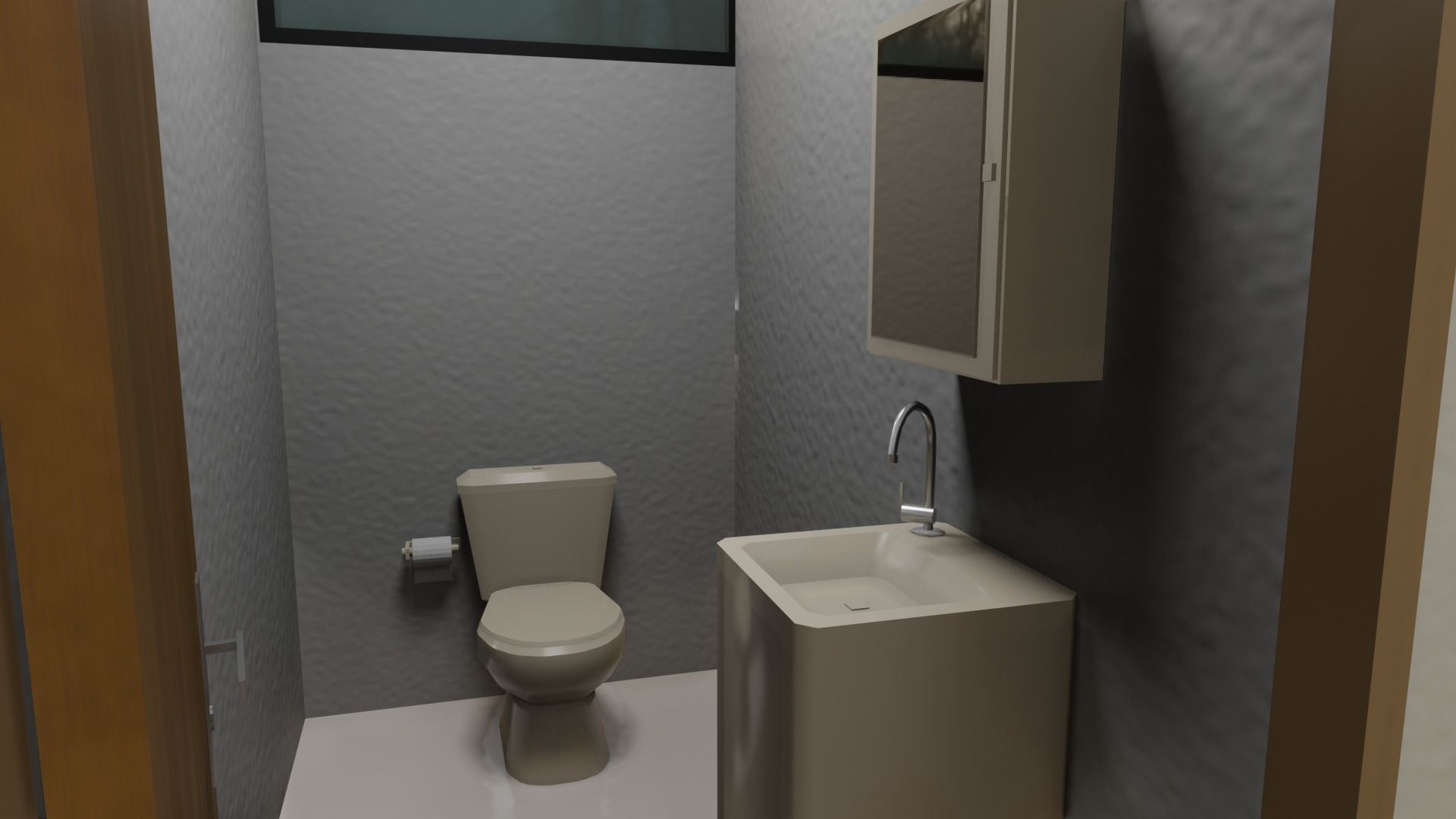 Store with orange sign Low-poly 3D model_8