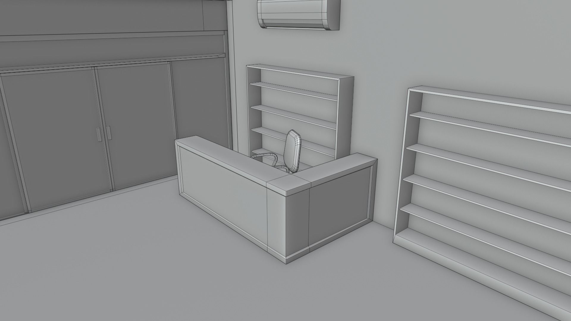 Store with orange sign Low-poly 3D model_11