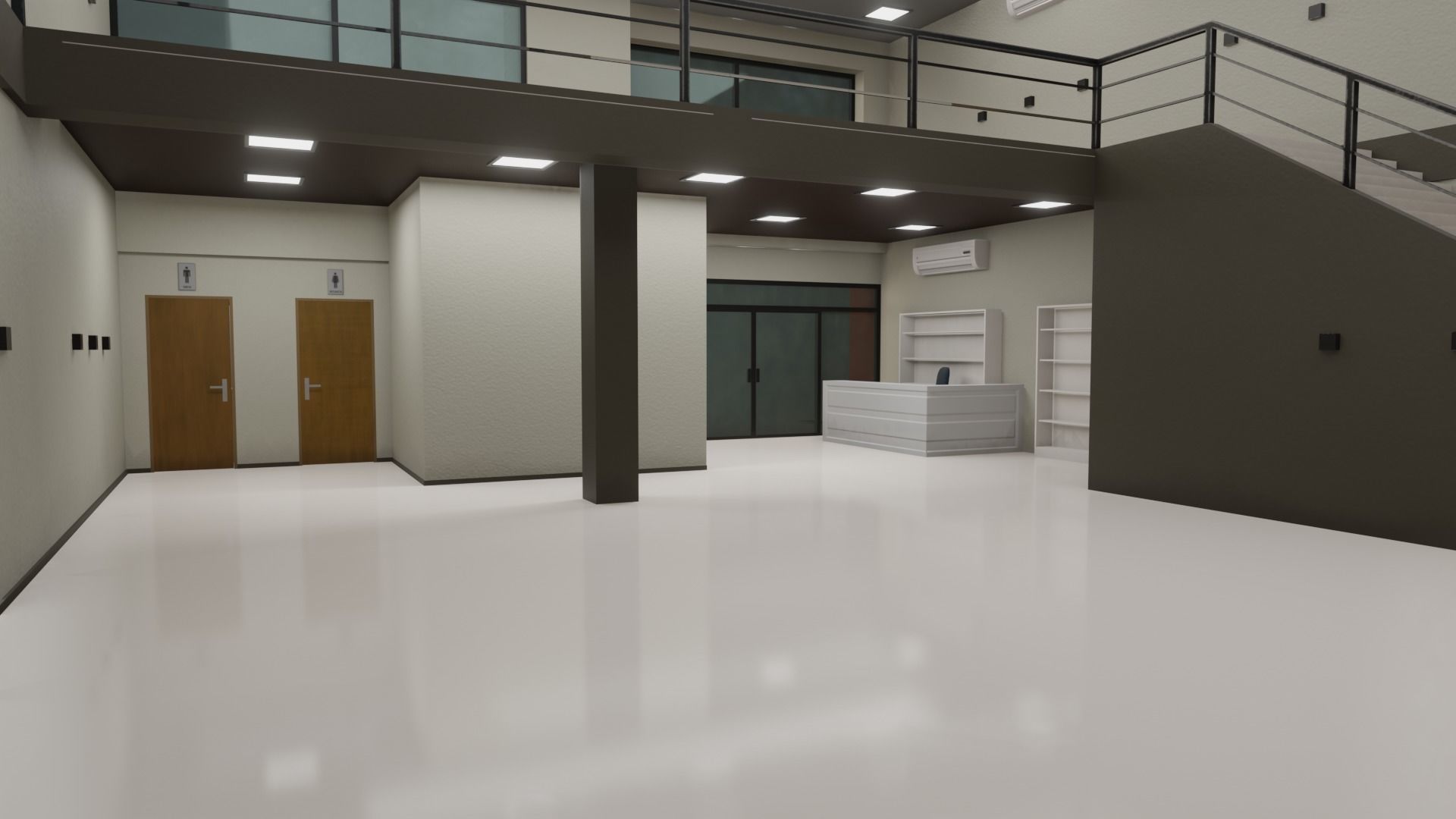 Store with orange sign Low-poly 3D model_5