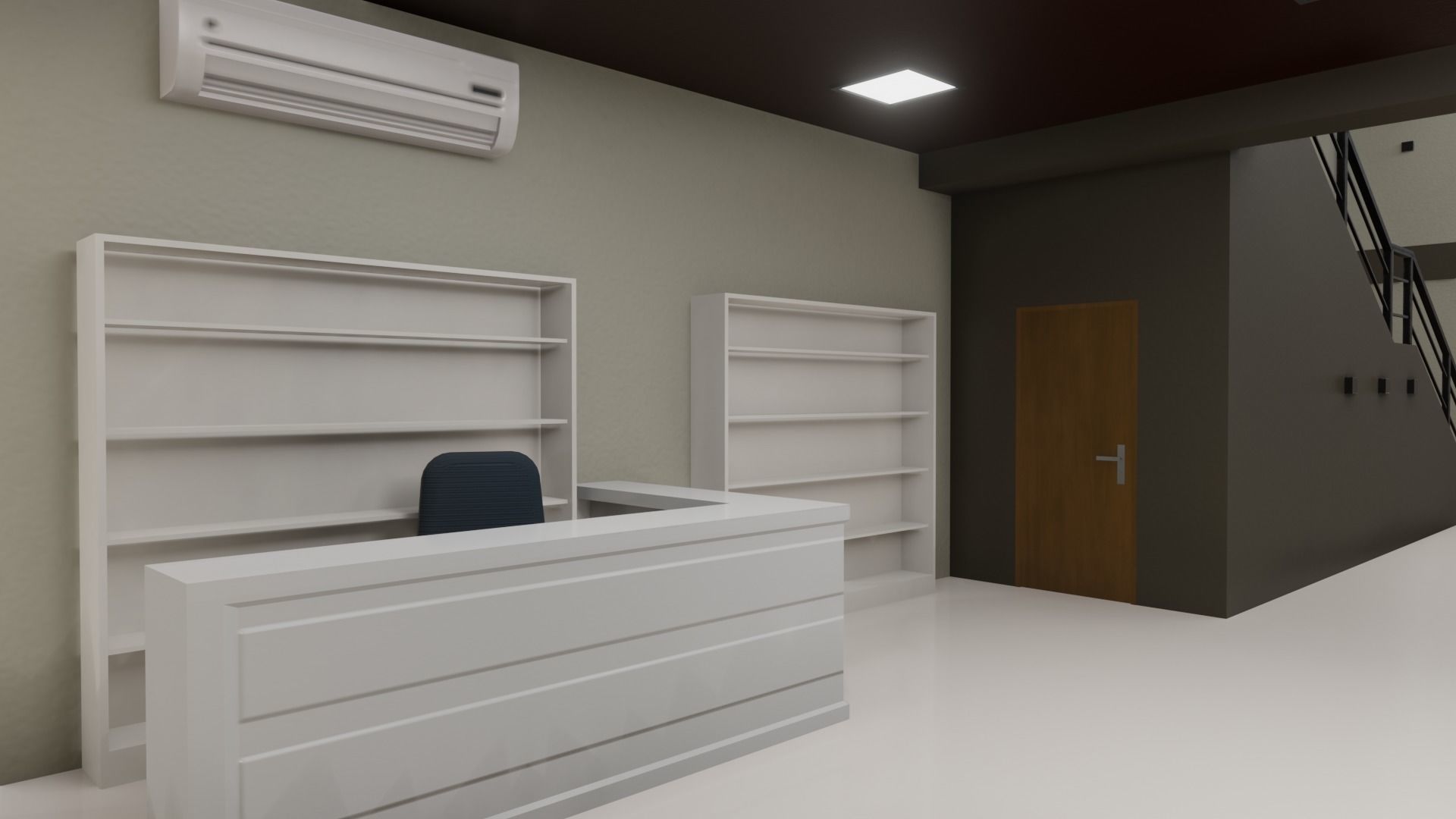 Store with orange sign Low-poly 3D model_3