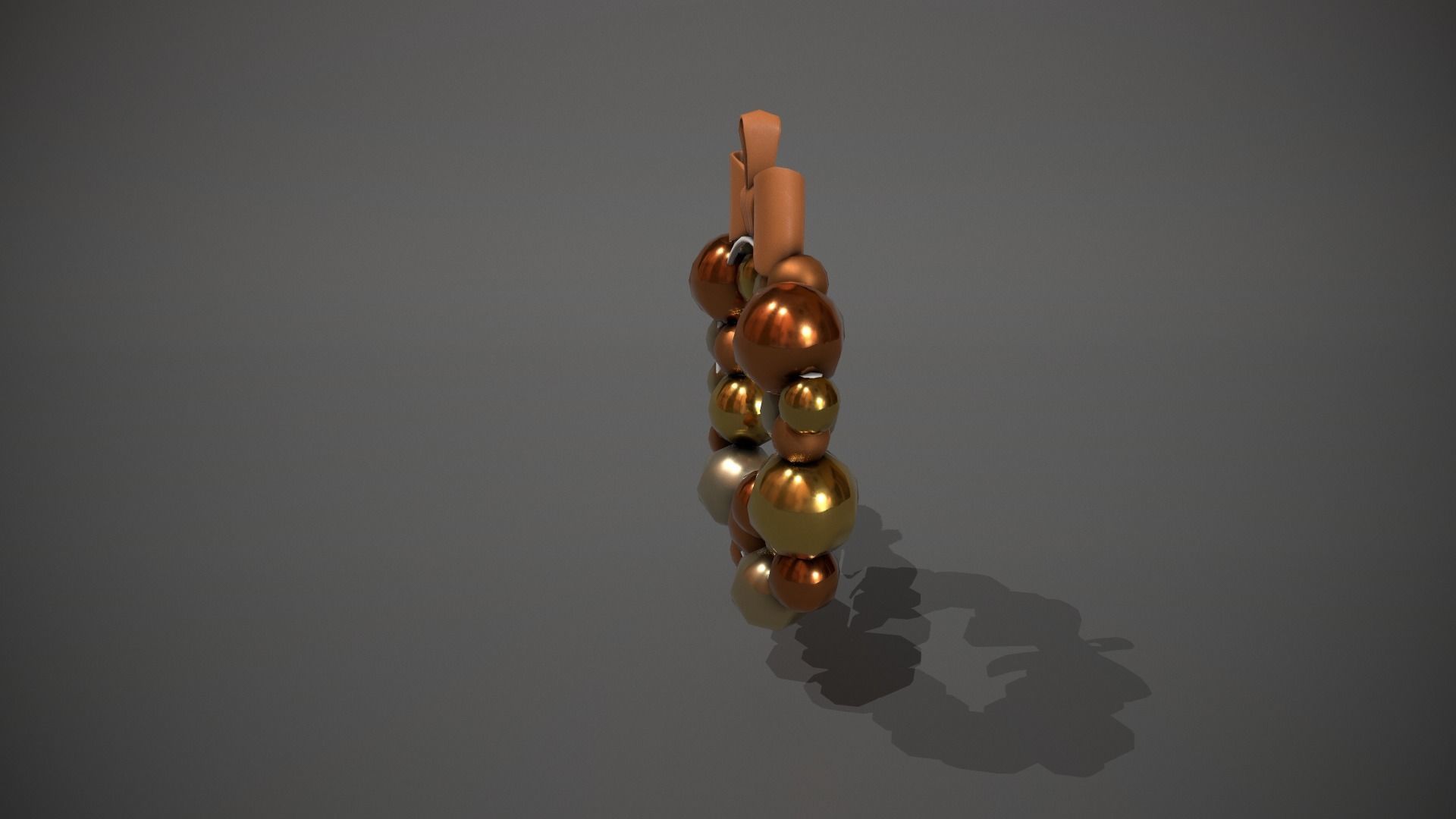 Bronze and Gold Christmas Bauble Wreath Low-poly 3D model_3