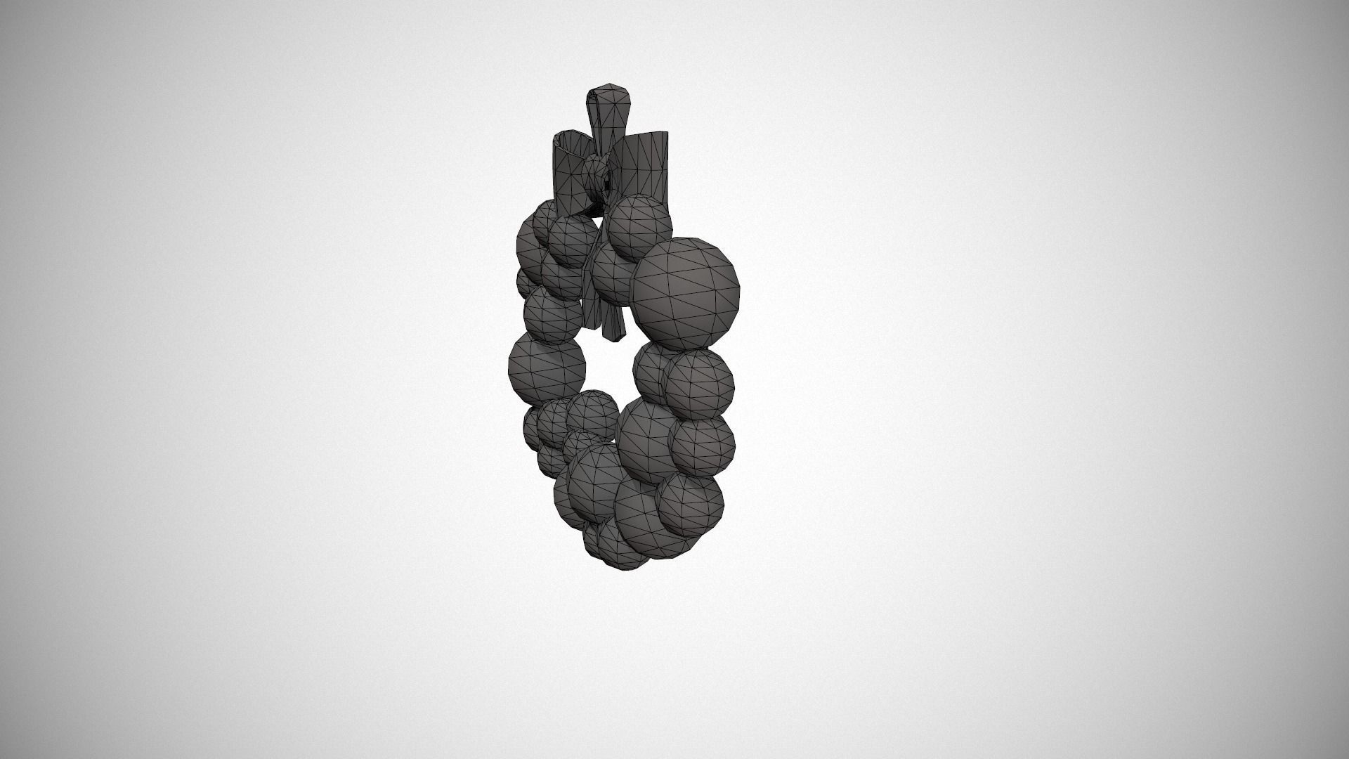 Bronze and Gold Christmas Bauble Wreath Low-poly 3D model_21