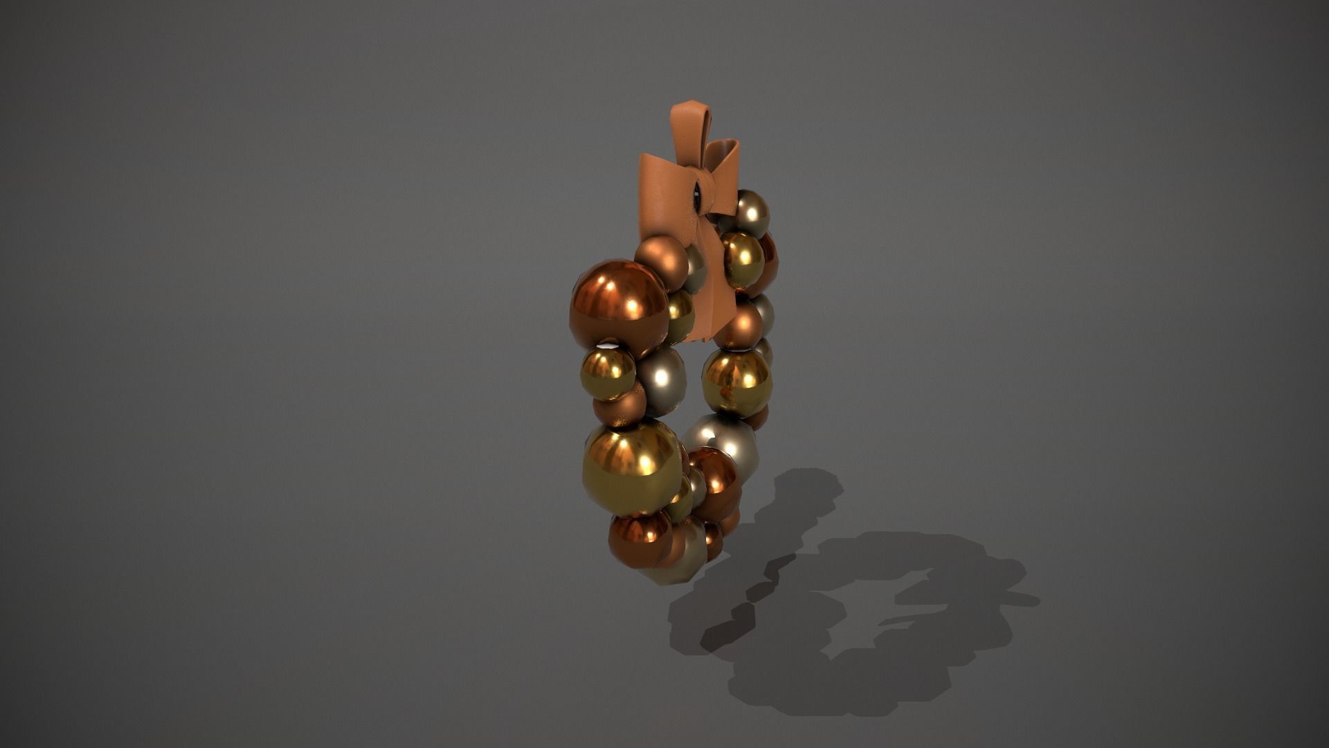 Bronze and Gold Christmas Bauble Wreath Low-poly 3D model_2