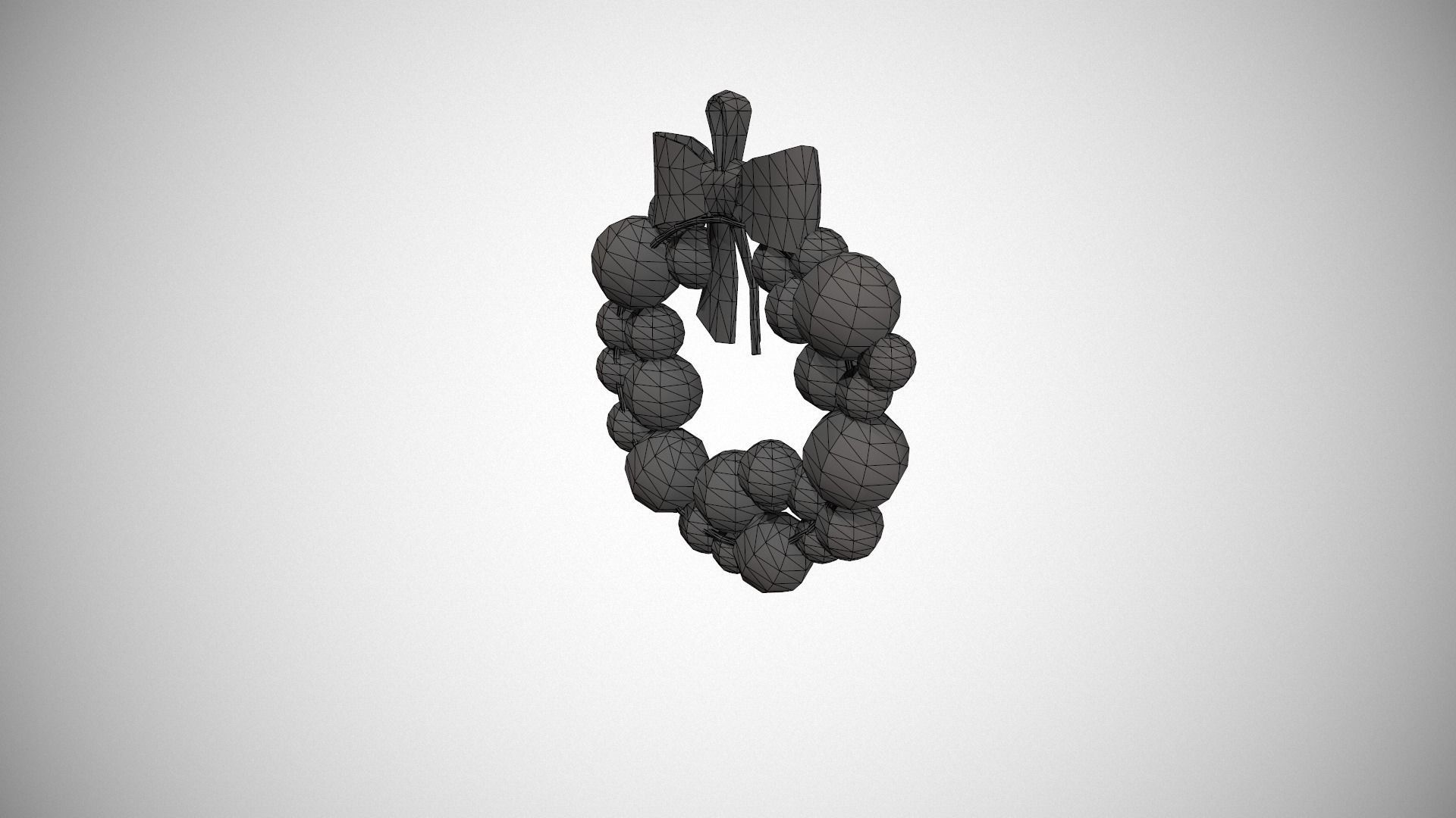 Bronze and Gold Christmas Bauble Wreath Low-poly 3D model_17