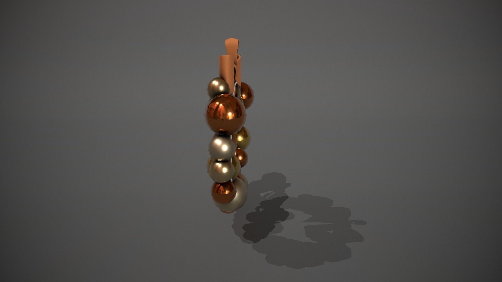 Bronze and Gold Christmas Bauble Wreath Low-poly 3D model_8