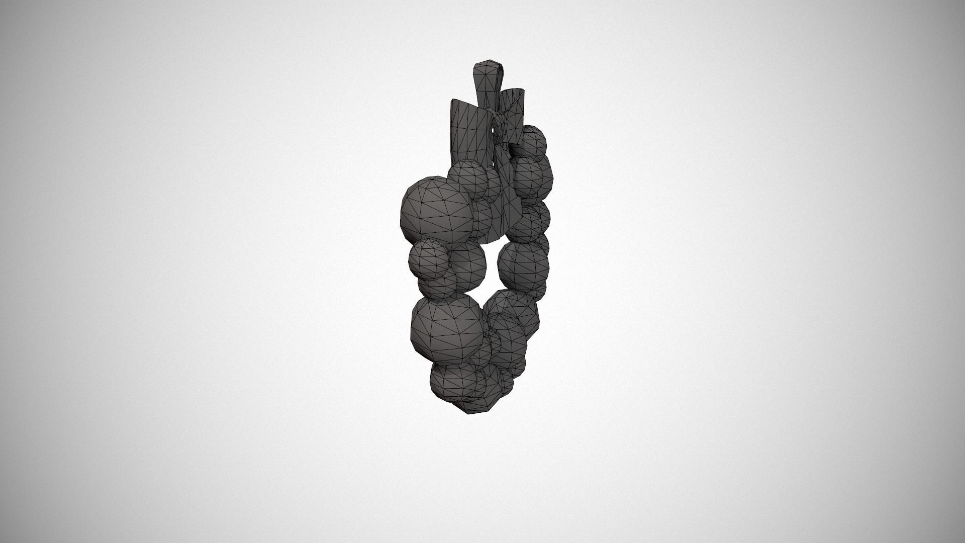 Bronze and Gold Christmas Bauble Wreath Low-poly 3D model_15