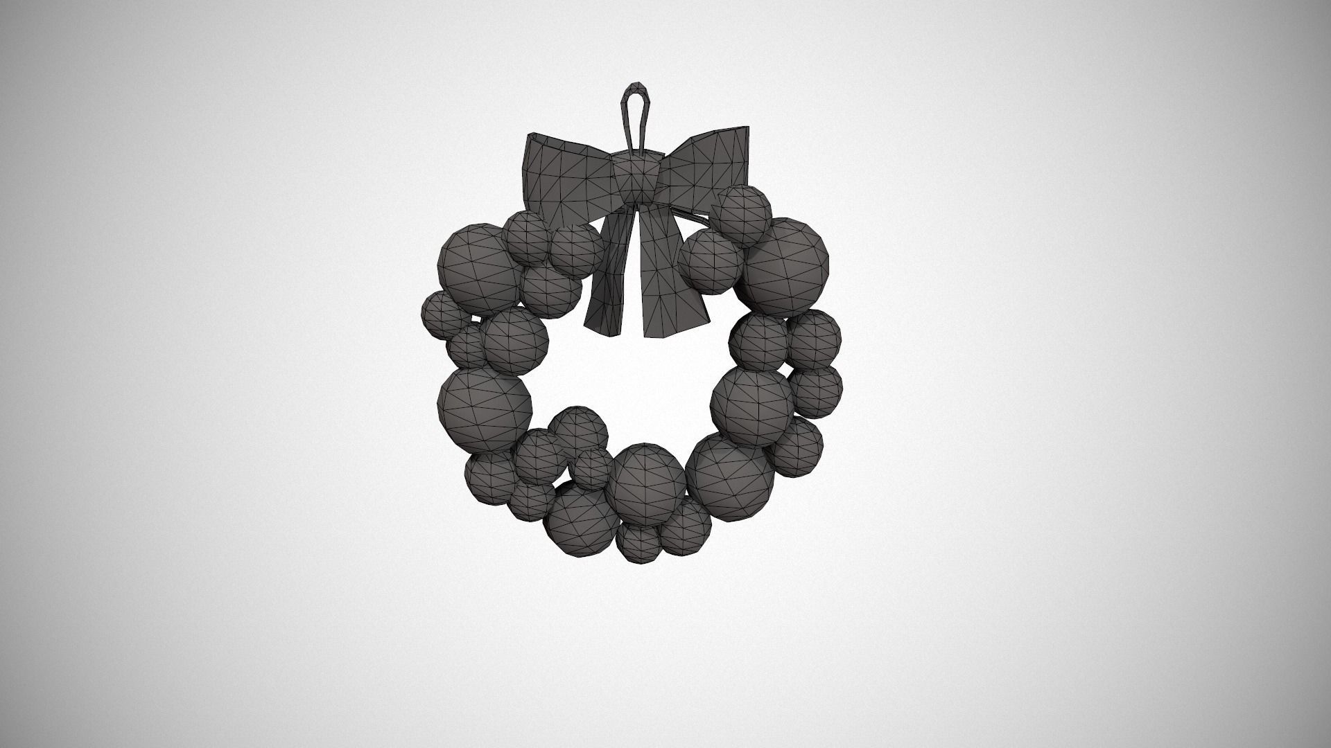 Green and Gold Christmas Bauble Wreath Low-poly 3D model_12