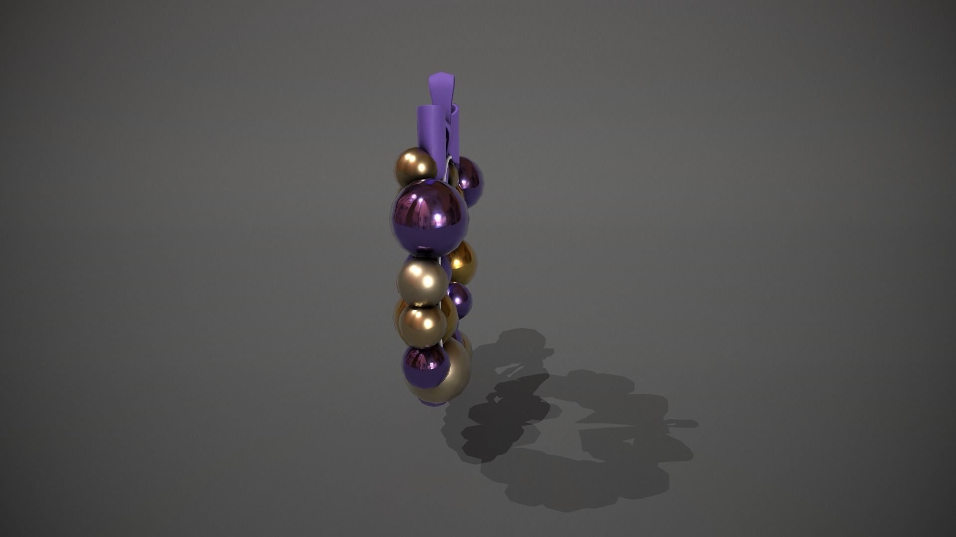 Purple and Gold Christmas Bauble Wreath Low-poly 3D model_8