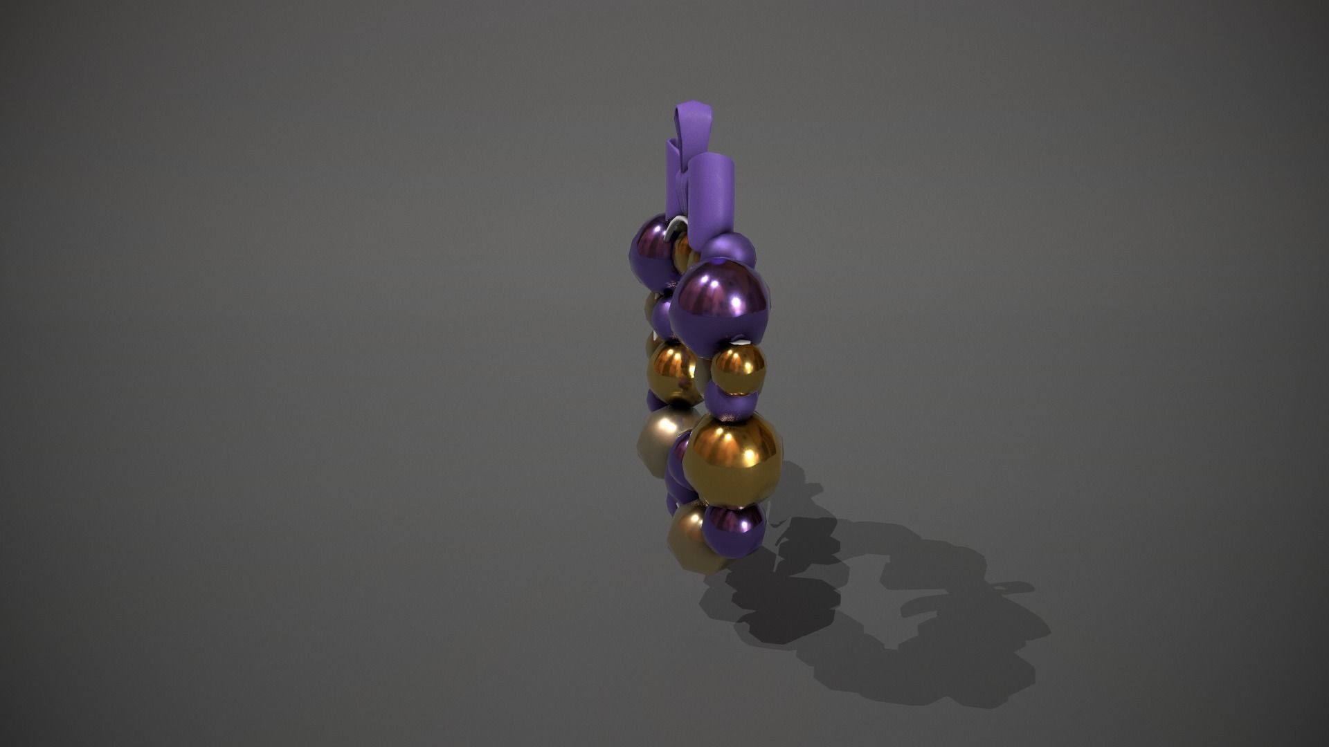 Purple and Gold Christmas Bauble Wreath Low-poly 3D model_3