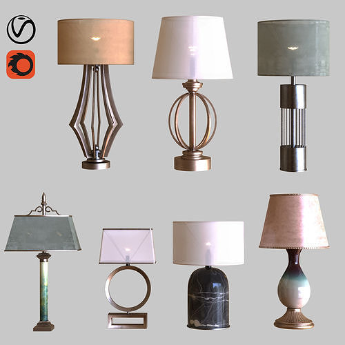 table light set 003 Low-poly 3D model