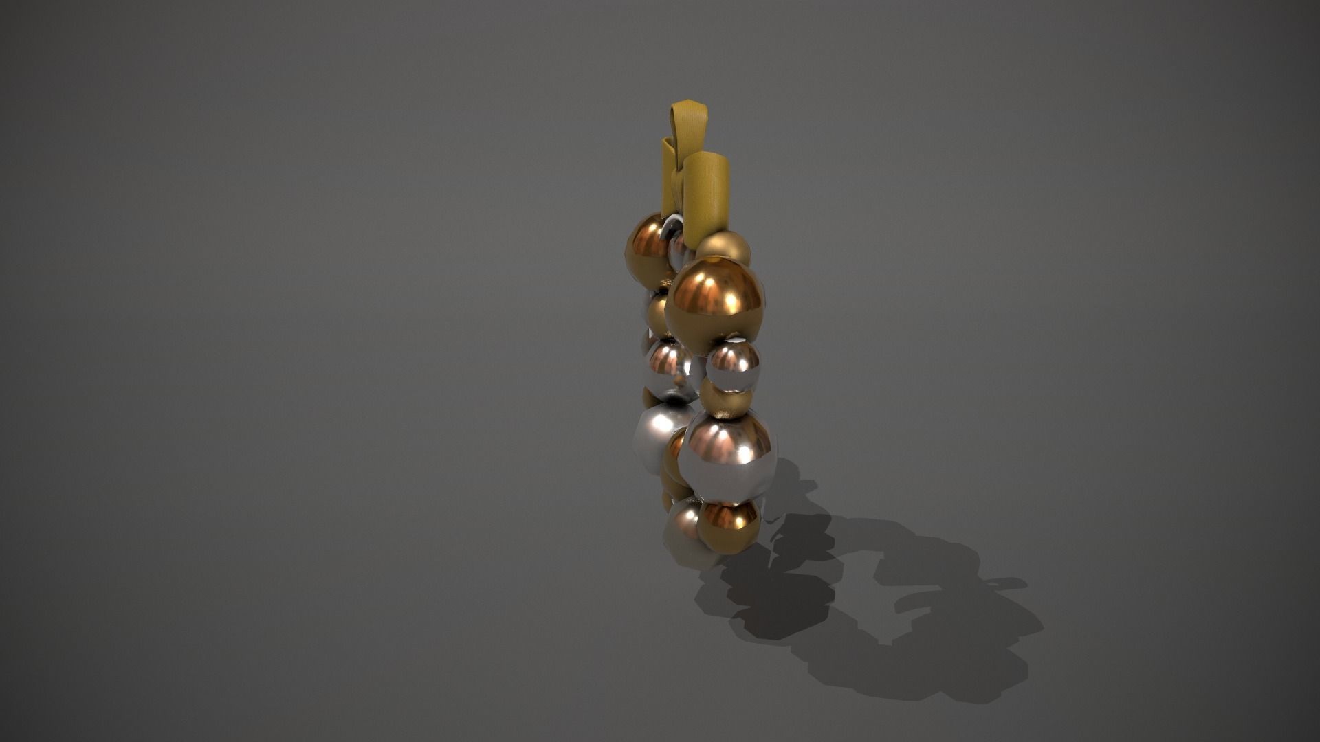 Silver and Gold Christmas Bauble Wreath Low-poly 3D model_3