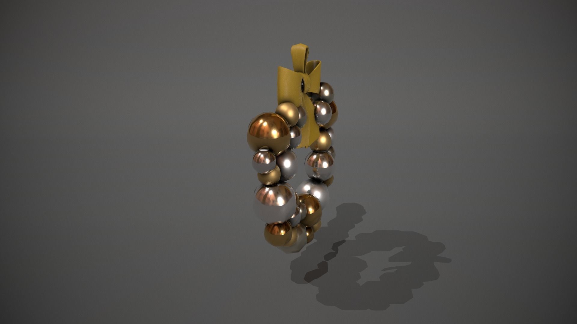 Silver and Gold Christmas Bauble Wreath Low-poly 3D model_2