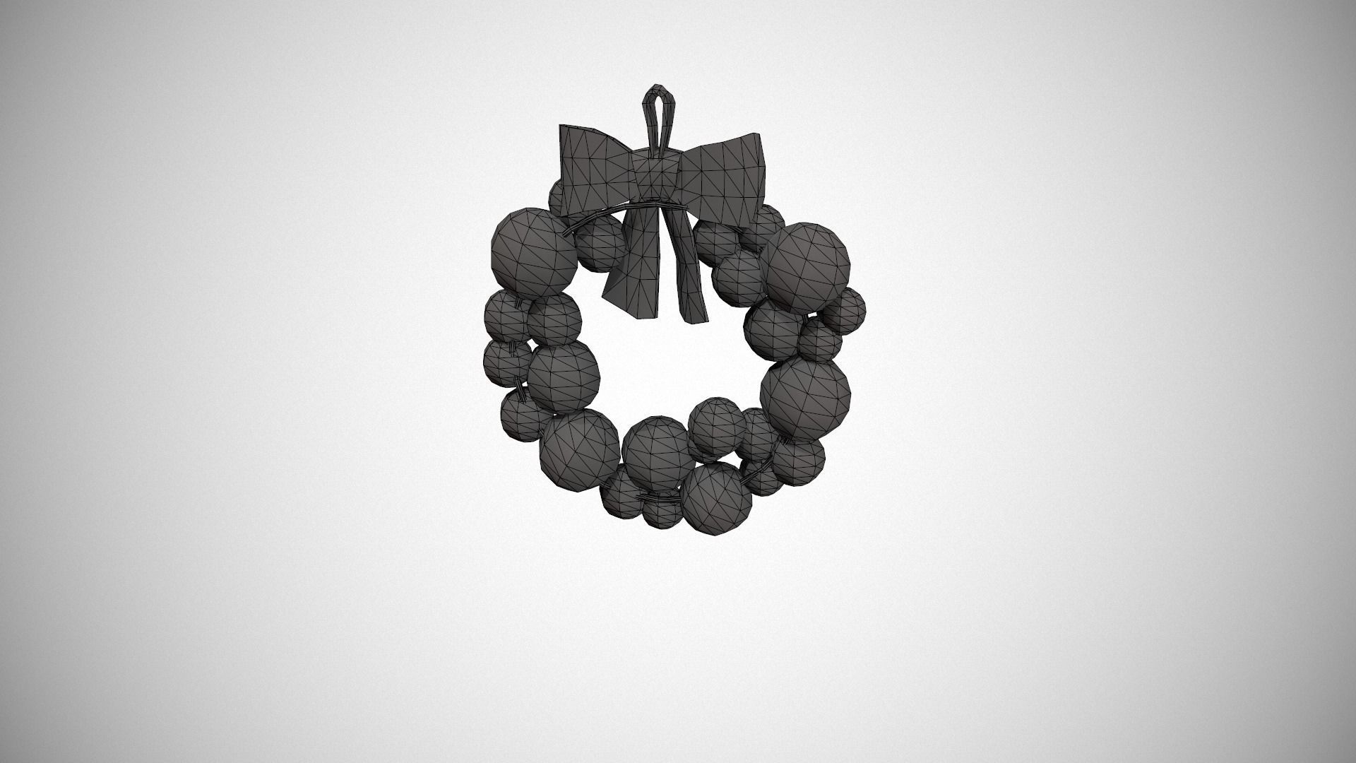 Silver and Gold Christmas Bauble Wreath Low-poly 3D model_17