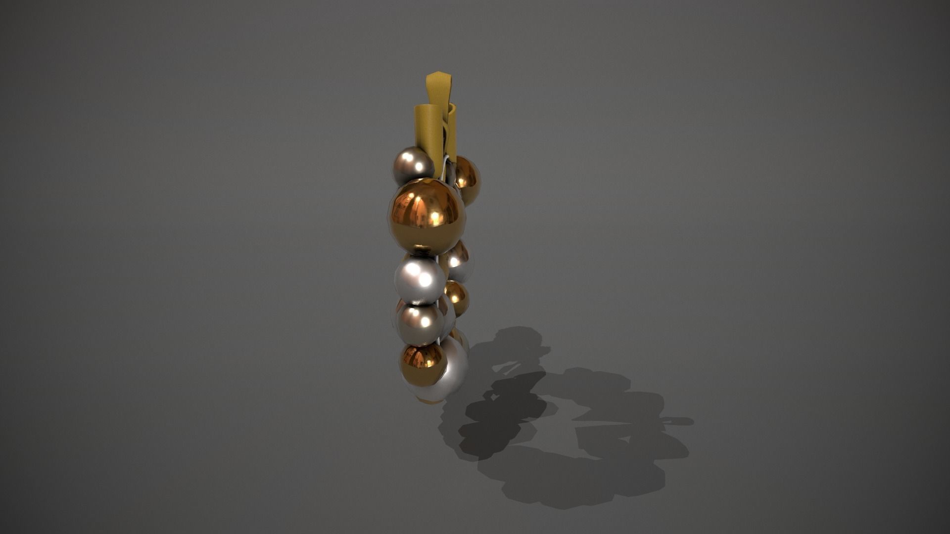 Silver and Gold Christmas Bauble Wreath Low-poly 3D model_8